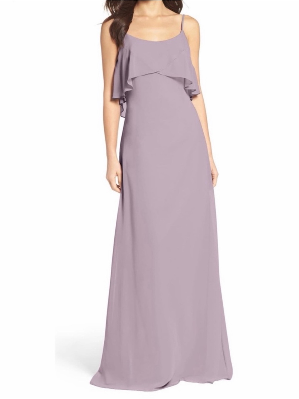 Wtoo Victorian Mauve Chiffon Ruffle Overlay Bridesmaid Maxi Gown Wedding Dress
